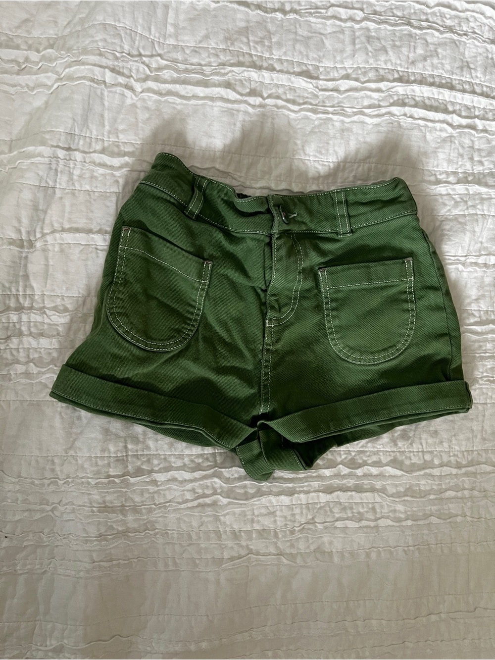 Mini Boden Olive Green Roll-Cuff Cotton Shorts